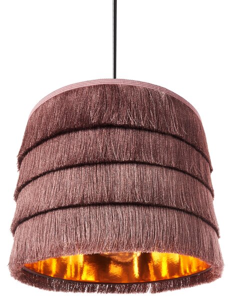 Závesná lampa ružová polyester látkové tienidlo so strapcami osvetlenie moderný štýl obývacia izba
