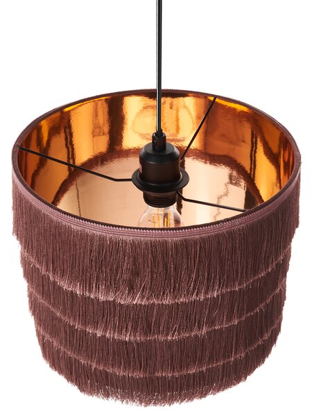 Závesná lampa ružová polyester látkové tienidlo so strapcami osvetlenie moderný štýl obývacia izba