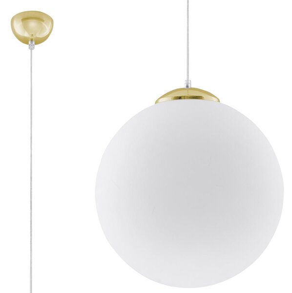 Závesné svietidlo Ugo, 1x biele sklenené tienidlo, (fi 40 cm), g
