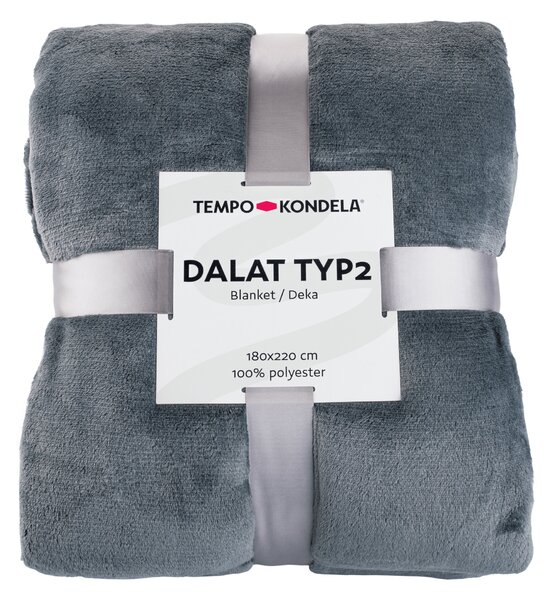 TEMPO-KONDELA DALAT TYP 2, plyšová deka, tmavosivá, 180x220 cm