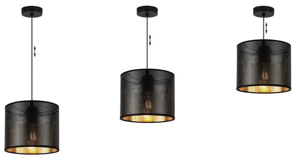 Závesné svietidlo Asti0, 1x čierne PVC tienidlo, (fi 20cm), g, b