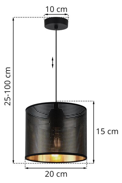 Závesné svietidlo Asti0, 1x čierne PVC tienidlo, (fi 20cm), g, b