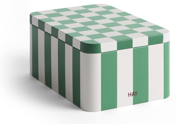 Plechová dóza s vekom Green / Off White Small