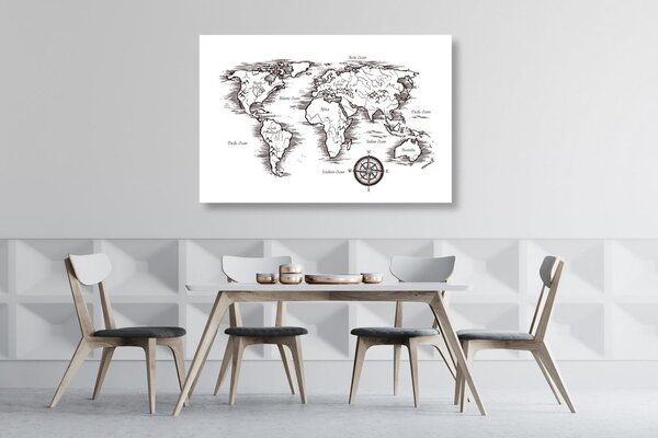 Obraz na korku mapa sveta v nádhernom prevedení