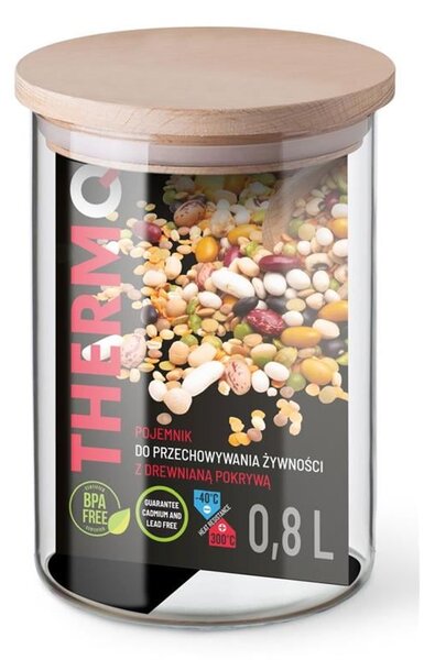 THERMO NÁDOBA NA POTRAVINY S DREVENÝM VEKOM 0,8 L