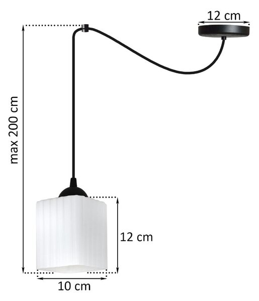 Závesné svietidlo Riffle Square Spider, 1x biele sklenené tienidlo, b