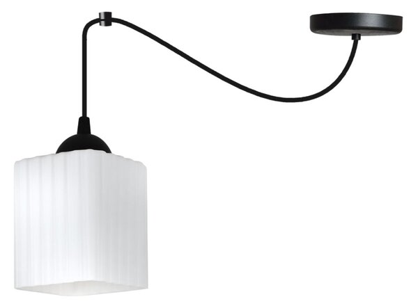 Závesné svietidlo Riffle Square Spider, 1x biele sklenené tienidlo, b