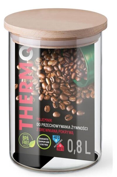 THERMO NÁDOBA NA POTRAVINY S DREVENÝM VEKOM 0,8 L