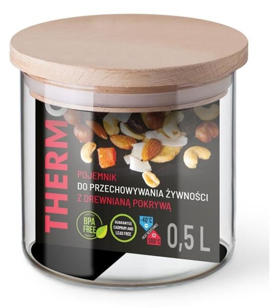 THERMO NÁDOBA NA POTRAVINY S DREVENÝM VEKOM 0,5L