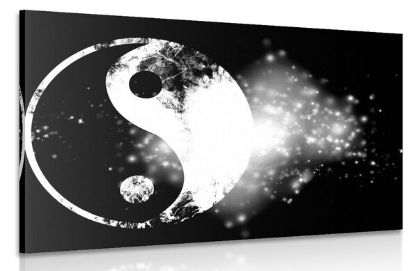 Obraz symbol Jin a Jang v čiernobielom prevedení