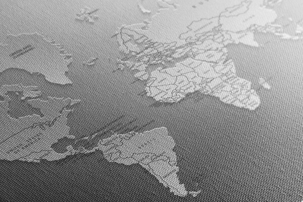 Obraz na korku čiernobiela mapa sveta v originálnom prevedení