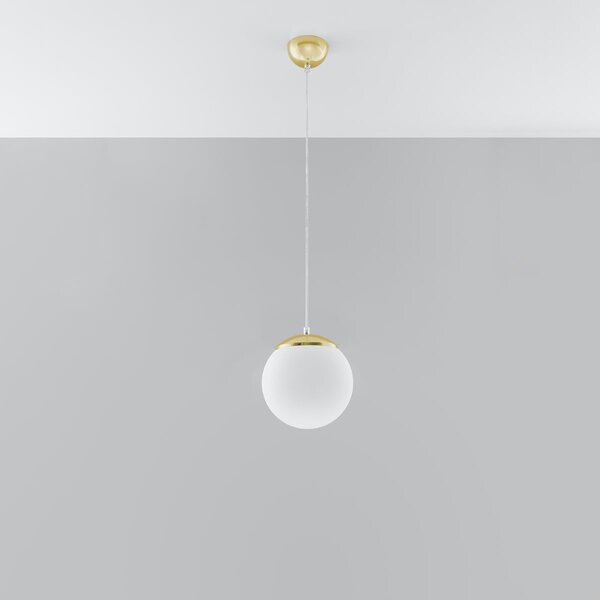 Závesné svietidlo Ugo, 1x biele sklenené tienidlo, (fi 20 cm), g