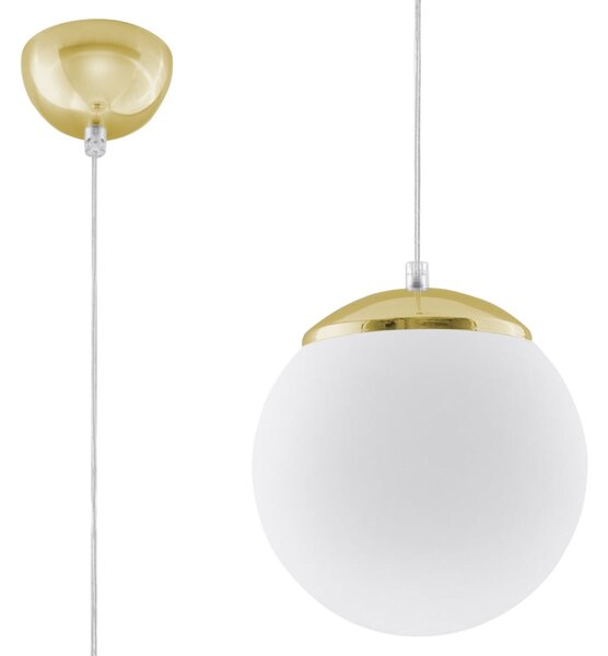 Závesné svietidlo Ugo, 1x biele sklenené tienidlo, (fi 20 cm), g