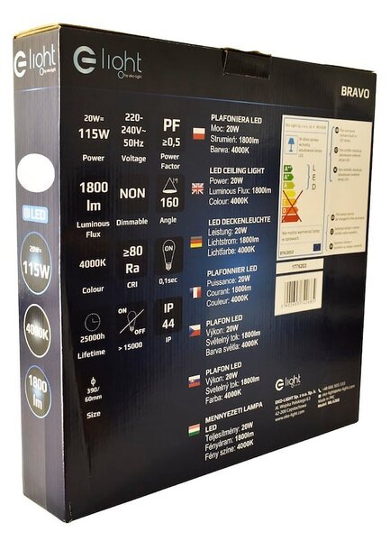 Stropné LED svietidlo Bravo, 1x LED 20w, 4000k, ch