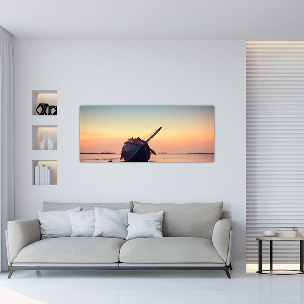 Obraz - Stroskotaná loď (120x50 cm)