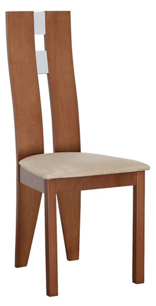 KONDELA Drevená stolička, čerešňa/látka béžová, BONA