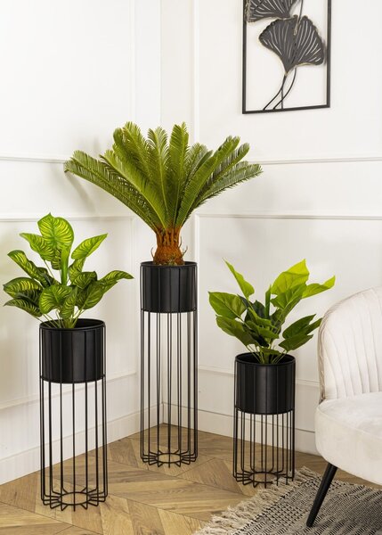 KOVOVÝ KVETINÁČ SO STOJANOM GLAM 55X20 CM ČIERNA