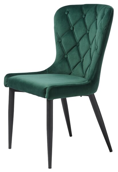 Dizajnová jedálenská stolička Heller zelený zamat