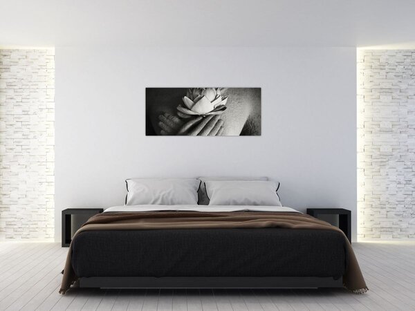 Obraz - Lotos v rukách Budhu (120x50 cm)