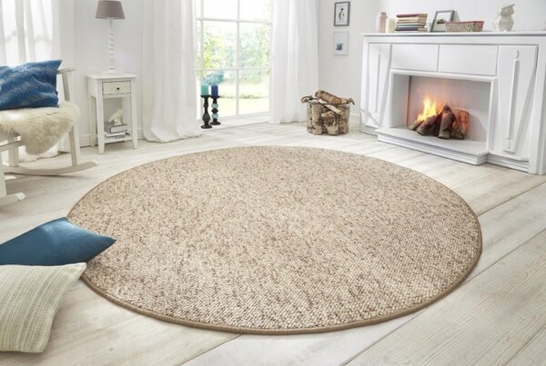 BT Carpet , Kusový koberec Wolly 102842 kruh, 133x133 (priemer) kruh, béžová, obývacia izba