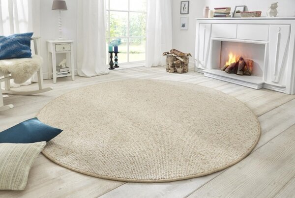 BT Carpet , Kusový koberec Wolly 102843 kruh, 133x133 (priemer) kruh, biela, obývacia izba