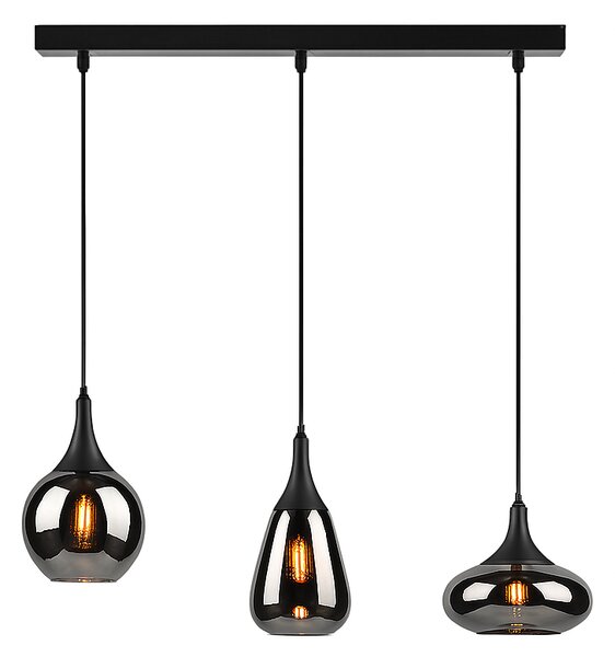 Trio 317000332 závesné svietidlo Lumina 3x40W | E14 - nastaviteľná výška, čierna, chróm