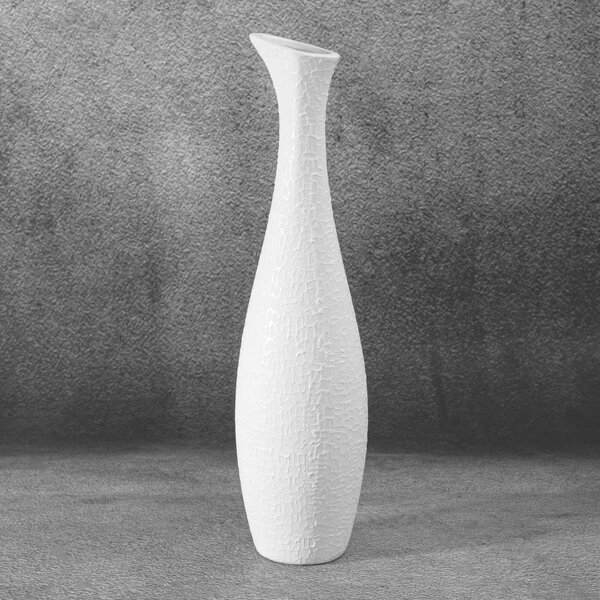 KERAMICKÁ VÁZA RISO (FI) 15X60 CM BIELA