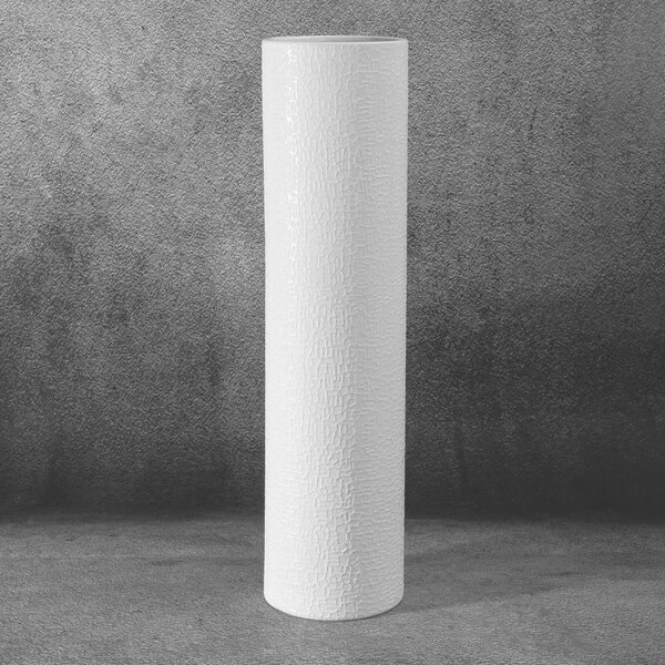 KERAMICKÁ VÁZA RISO (FI) 13X50 CM BIELA