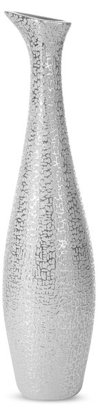 Váza dekoratívna RISO 15 X 60 cm, keramická hlina, strieborná