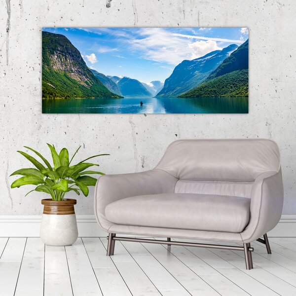 Obraz - Jazero Lovatnet (120x50 cm)