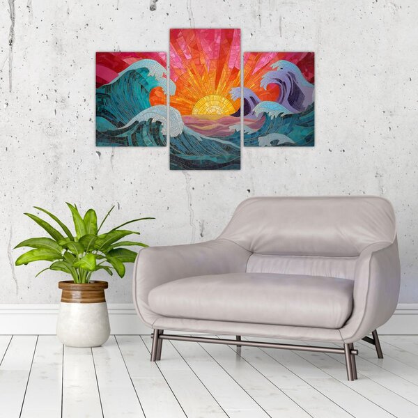 Obraz - Mozaika vĺn (90x60 cm)