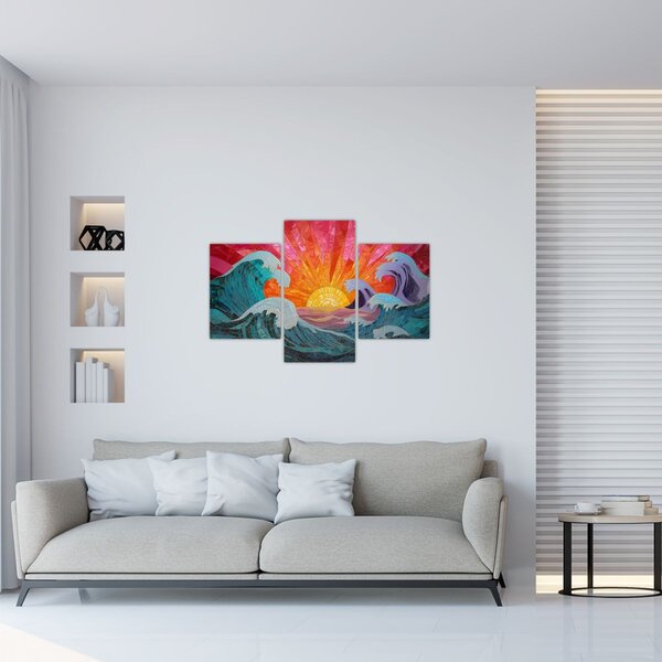 Obraz - Mozaika vĺn (90x60 cm)