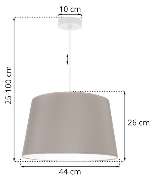 Závesné svietidlo Gaja, 1x béžové textilné tienidlo, (fi 44cm), w