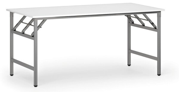 Konferenčný stôl FAST READY, 160x80 cm, sivostrieborná podnož, biela