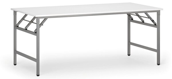 Konferenčný stôl FAST READY, 180x90 cm, sivostrieborná podnož, biela
