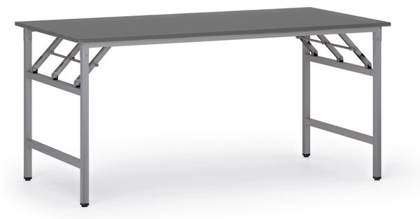 Konferenčný stôl FAST READY, 160x80 cm, sivostrieborná podnož, grafit
