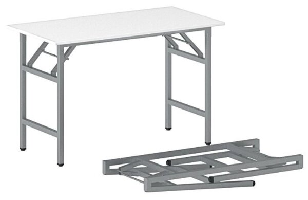 Konferenčný stôl FAST READY, 120x60 cm, sivostrieborná podnož, biela