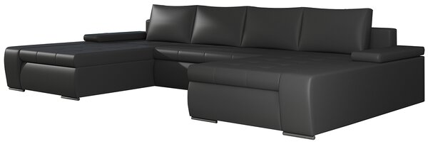 Rohová sedačka U s rozkladom a úložným priestorom Melfi L/P - čierna (Soft 11)