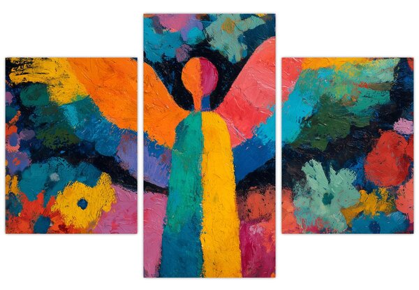Obraz - Abstraktný anjel s kvetmi (90x60 cm)