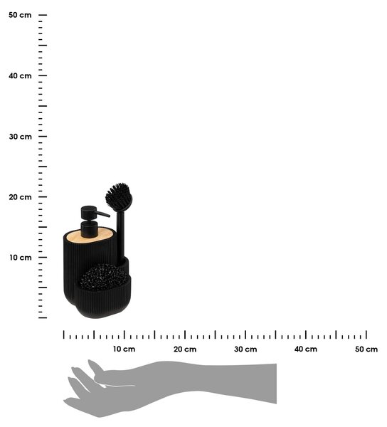 Dávkovač saponátu Blackwood, čierna/s drevenými prvkami, 500ml