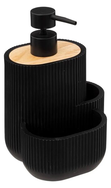 Dávkovač saponátu Blackwood, čierna/s drevenými prvkami, 500ml