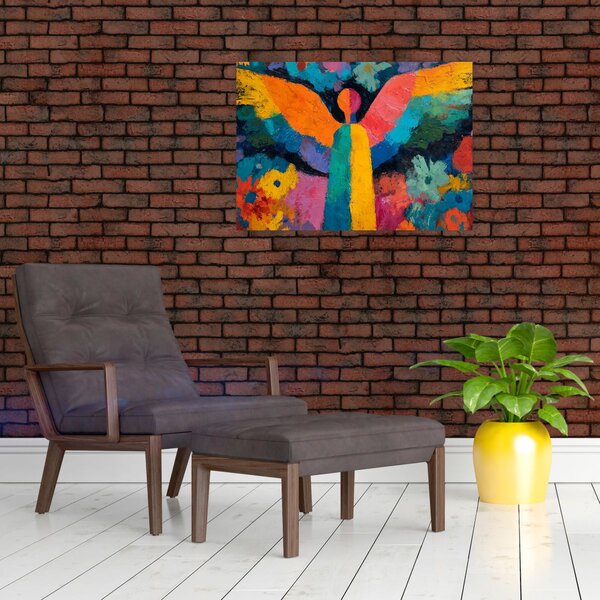 Obraz - Abstraktný anjel s kvetmi (70x50 cm)