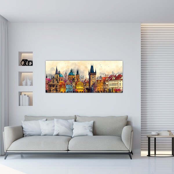Obraz - Jeseň v maľovanom meste (120x50 cm)