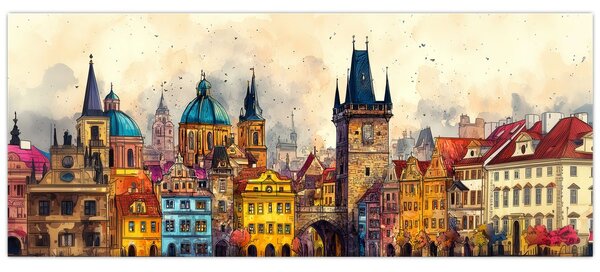 Obraz - Jeseň v maľovanom meste (120x50 cm)