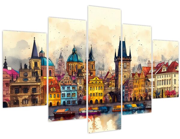 Obraz - Jeseň v maľovanom meste (150x105 cm)