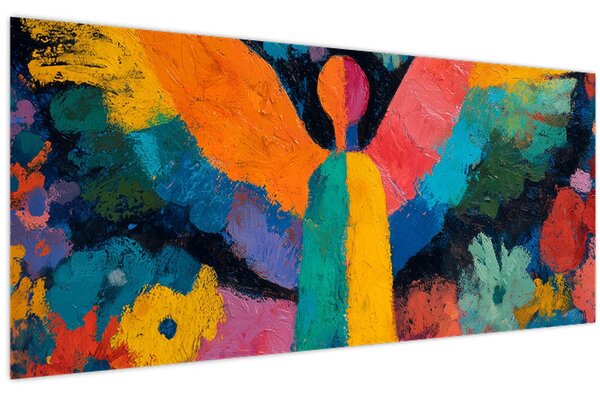 Obraz - Abstraktný anjel s kvetmi (120x50 cm)