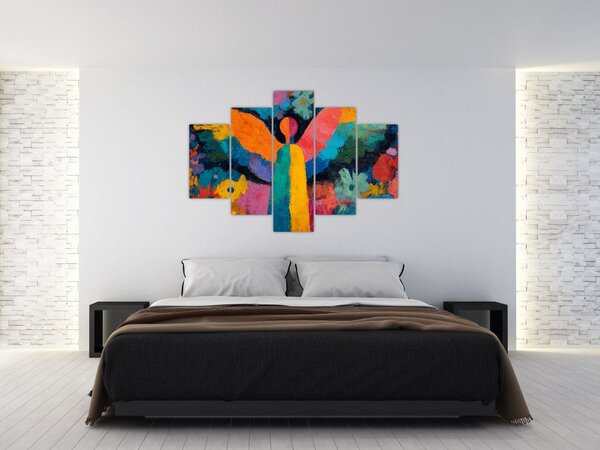 Obraz - Abstraktný anjel s kvetmi (150x105 cm)