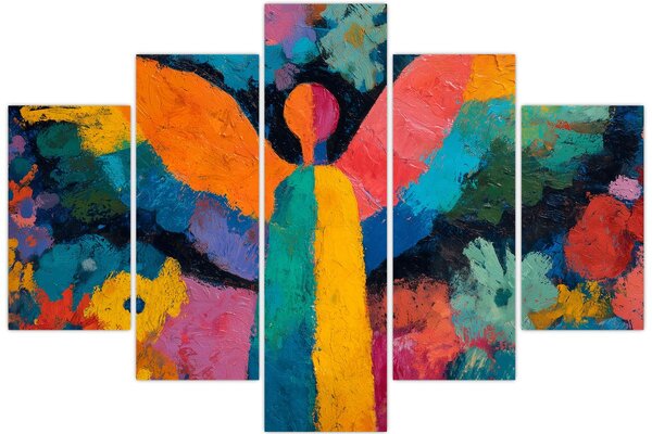 Obraz - Abstraktný anjel s kvetmi (150x105 cm)