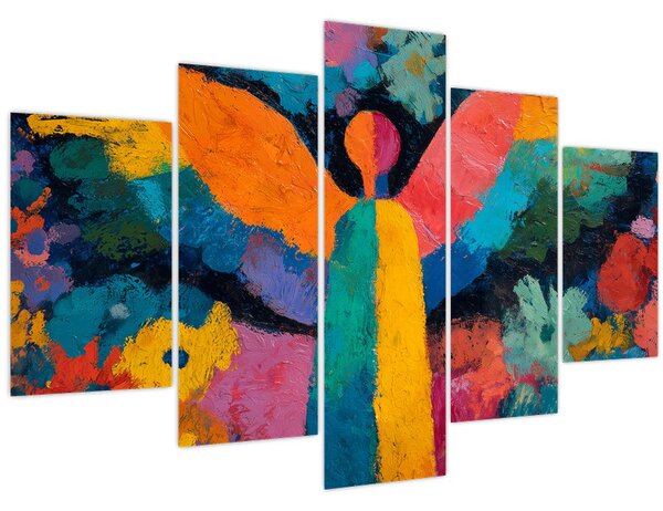 Obraz - Abstraktný anjel s kvetmi (150x105 cm)