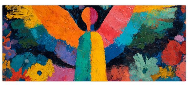Obraz - Abstraktný anjel s kvetmi (120x50 cm)